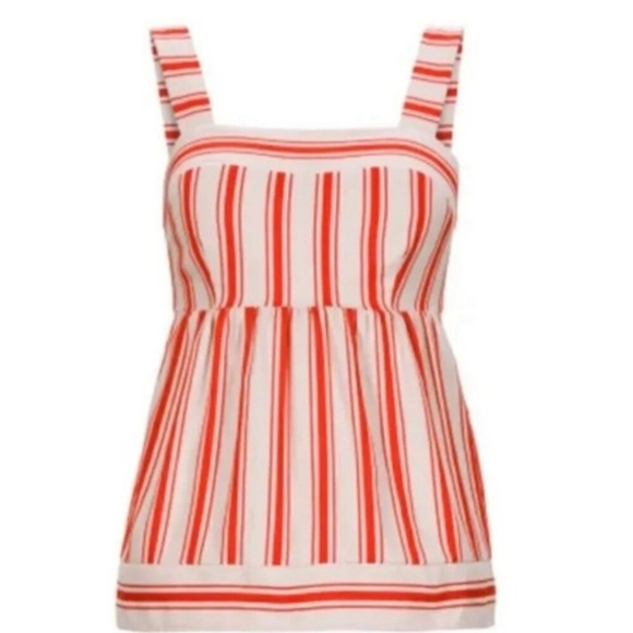 CAbi Orange & Cream Striped Adjustable Strap Linen Blend Top - Picture 4 of 5